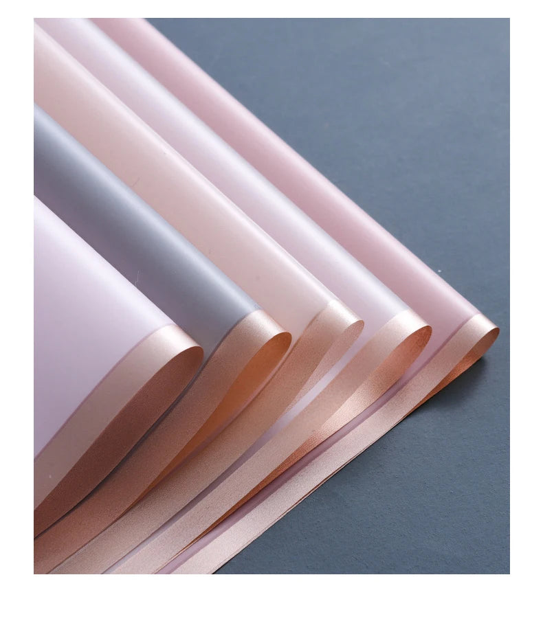 10 Sheets Flower Wrapping Paper with Golden Edges, Waterproof Bouquet Packaging - Ideal for DIY Weddings & Birthdays