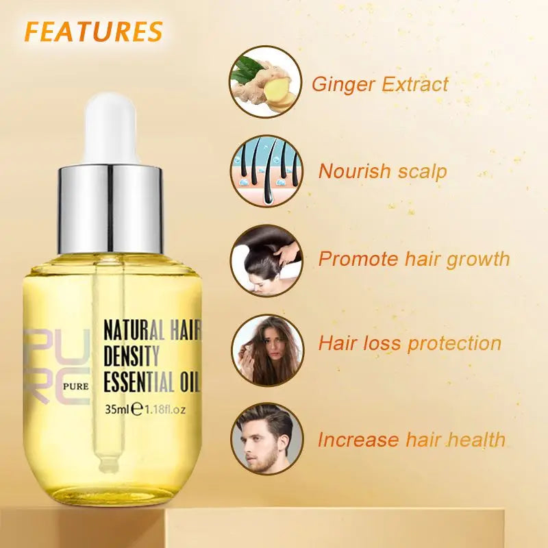 PURC Ginger Hair Growth Oil Fast Hair Loss Treatment Smoothing Repair Damaged Hair Growth Products for Men Women Hair Care