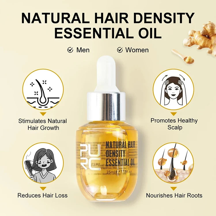 PURC Ginger Hair Growth Oil Fast Hair Loss Treatment Smoothing Repair Damaged Hair Growth Products for Men Women Hair Care