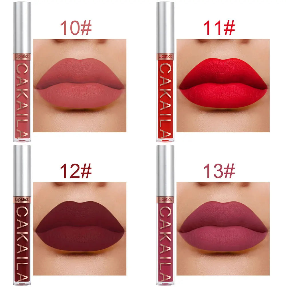 CAKAILA 10pcs/set Nude Lip Gloss Matte Velvet Lipstick Waterproof Long-lasting  Liquid Lipstick Women Moist Lip Tint