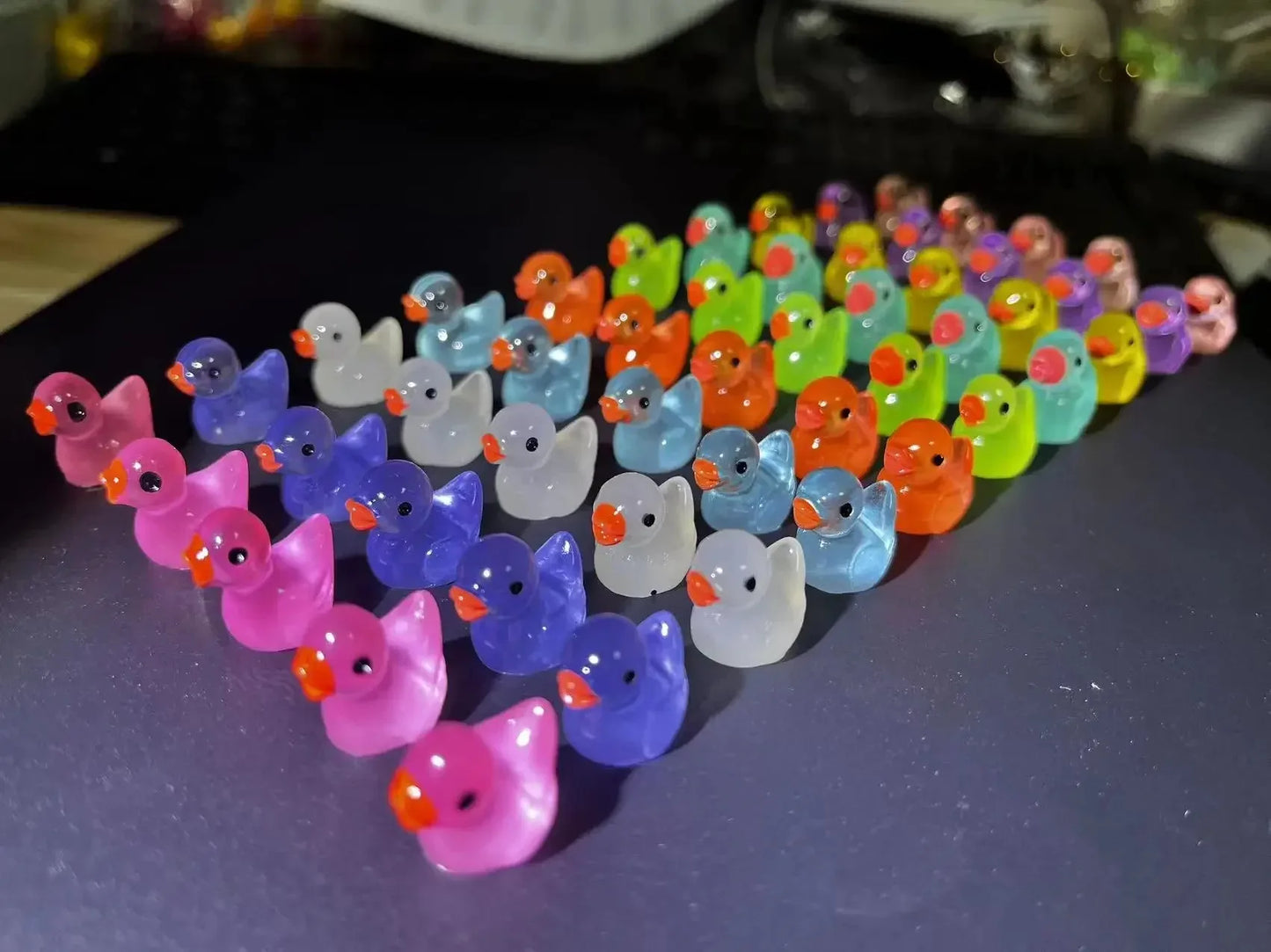 50PCS Glowing Mini Resin Little Ducks Moss Microlandscape Miniature Duck Figurines Fairy Garden Accessories Home Decor