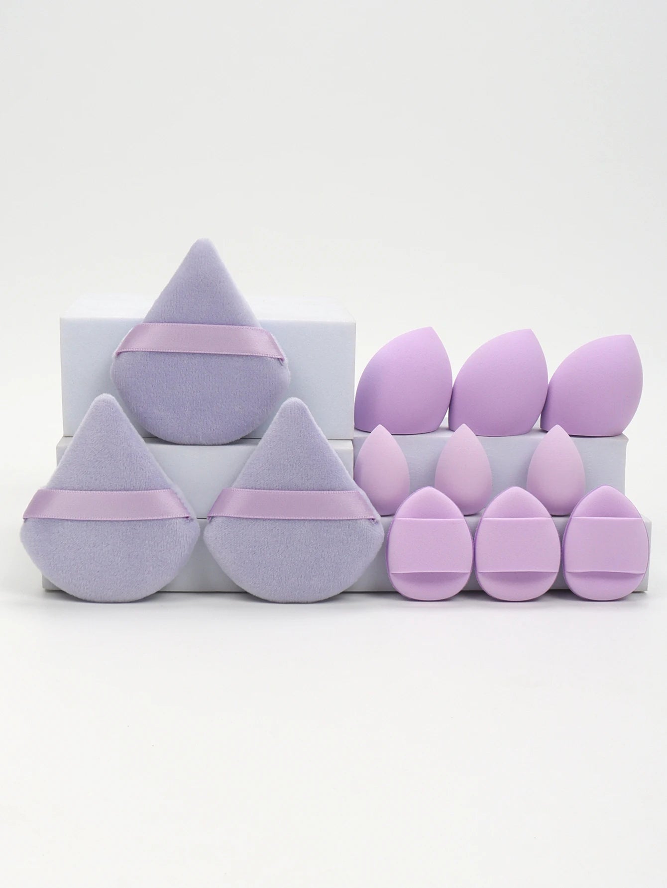 12-Piece All-Purpose Makeup Sponge Set, Made of 3 Loose Powder Puffs, 3 Mini Air Cushion Puffs, 3 Beauty Eggs and 3 Mini Beauty